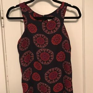 Navy Patterned Zip Back Tank